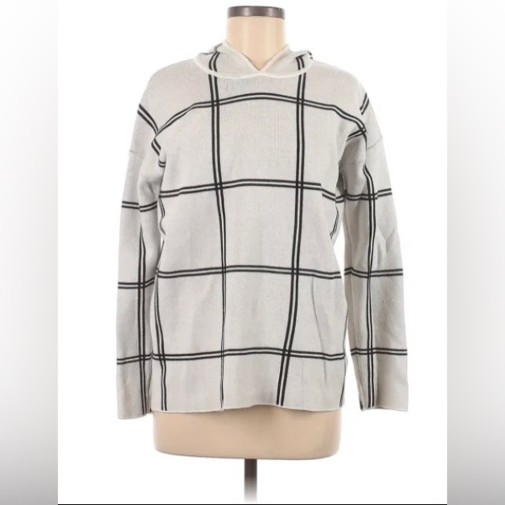 ***SOLD***RACHEL Rachel Roy Women’s White Gray Pullover Hoodie Sweater